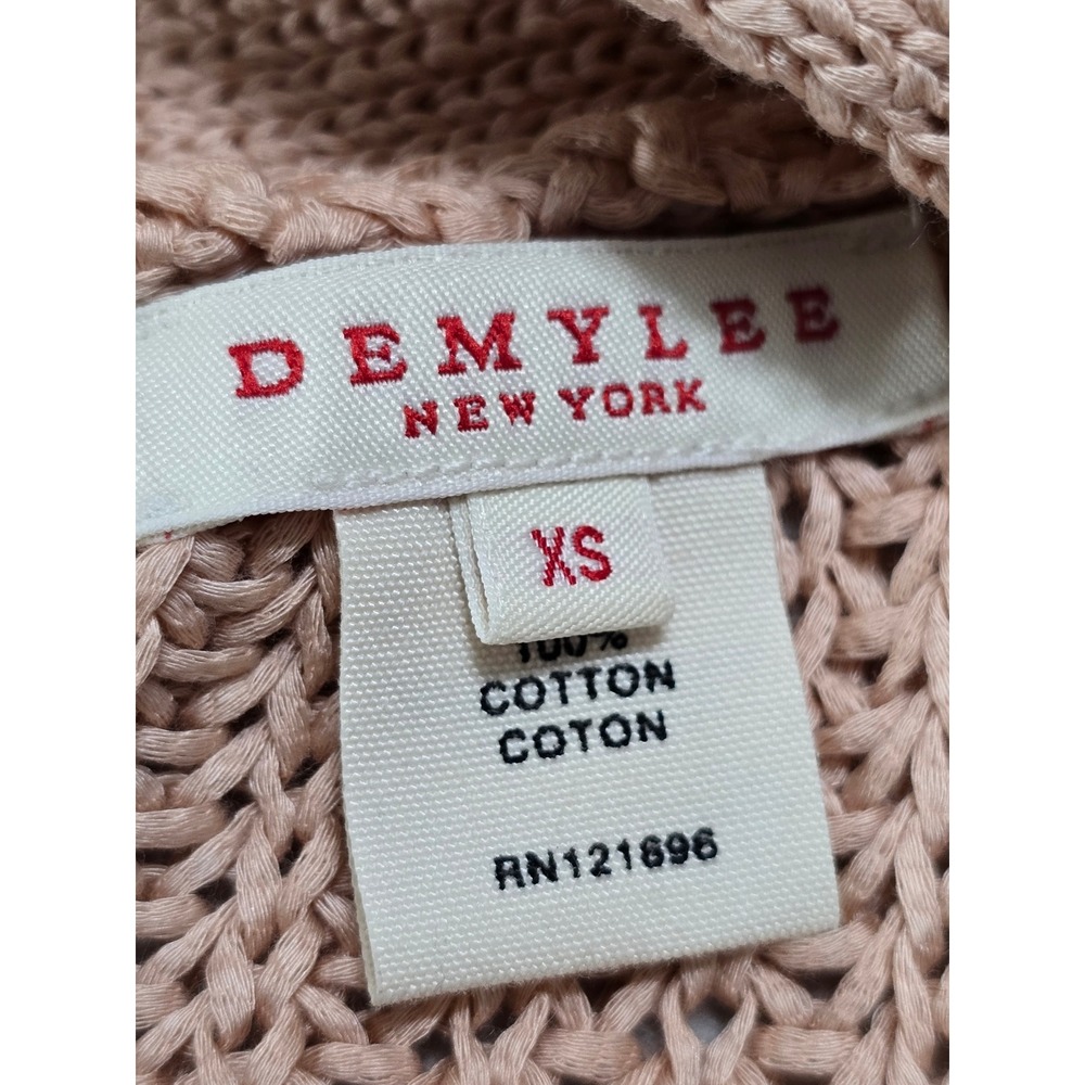 DemyLee New York Womens XS Pink Cotton Open Knit Button Front Cardigan Sweater - Picture 3 of 11